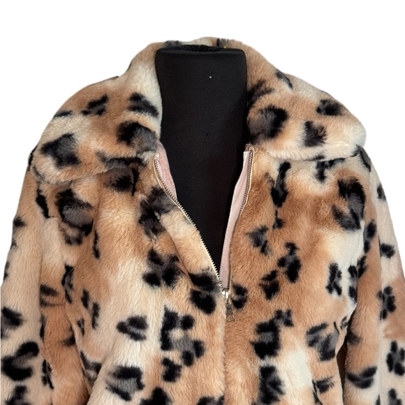 Catherine Malandrino Animal Print Faux Fur Jacket XS Fits Up To Small - Picture 2 of 9
